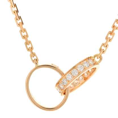 Cartier 18K Pink Gold Diamond Interlocking LOVE Necklace 4 of 8