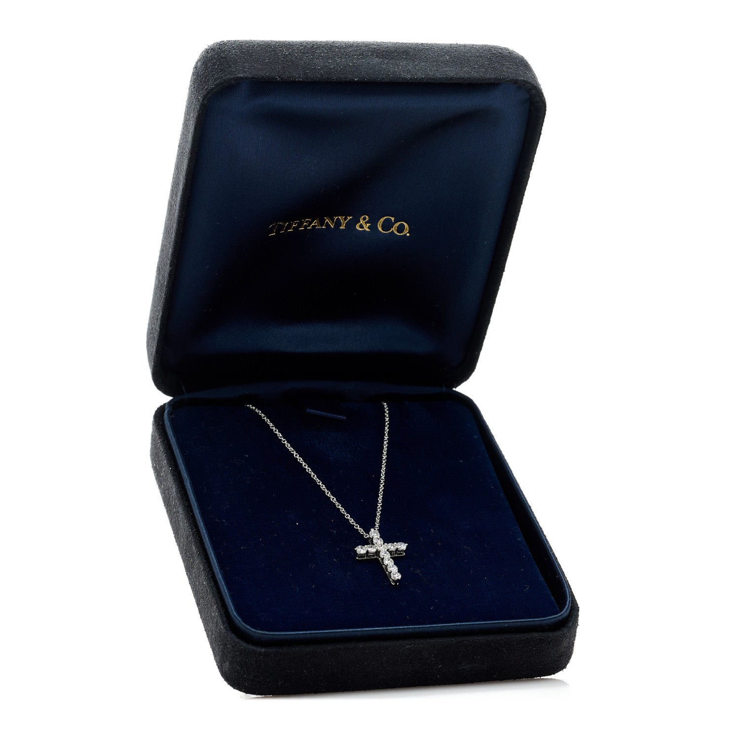 Tiffany Platinum Diamond Small Cross Pendant Necklace 7 of 7