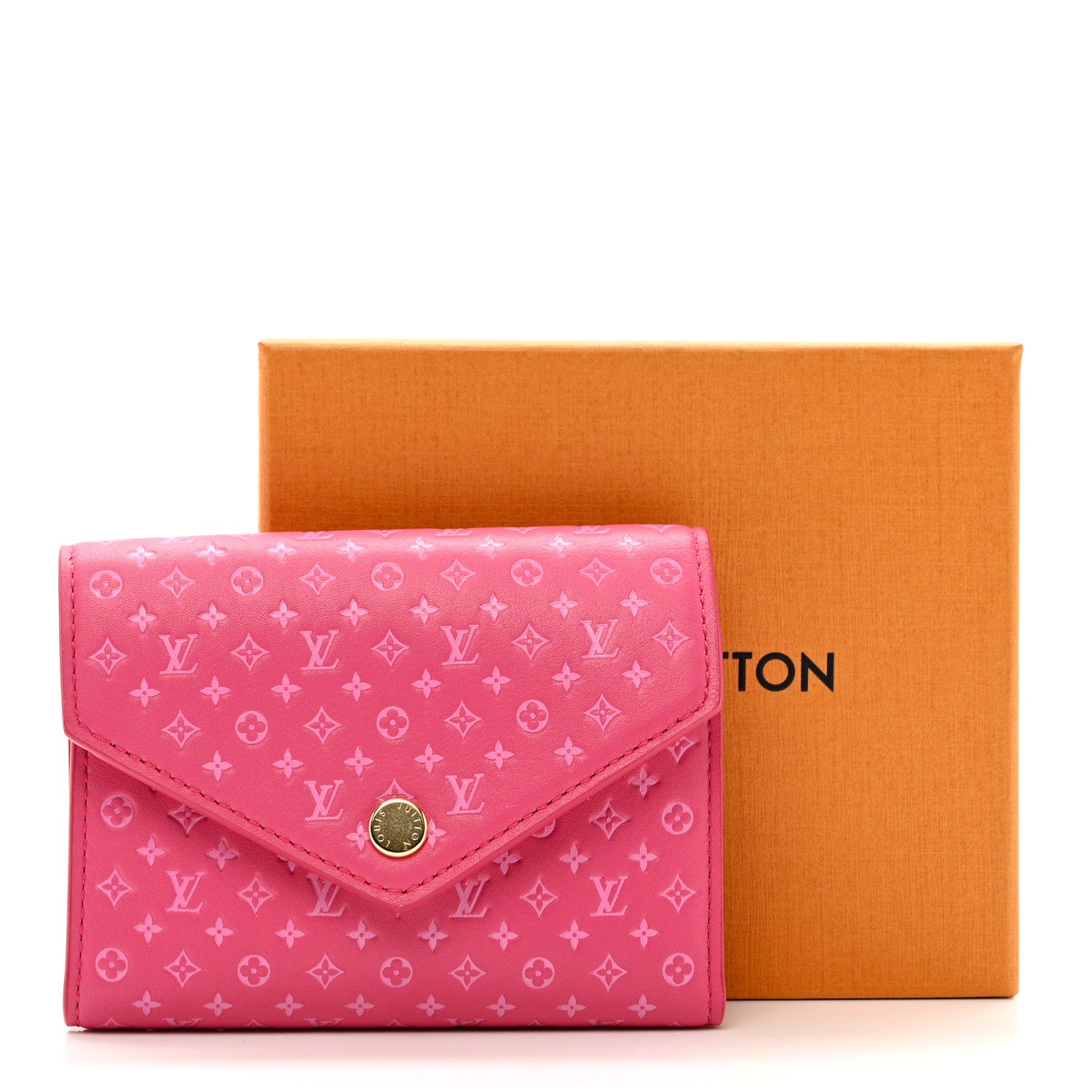 Louis Vuitton Calfskin Nanogram Embossed Victorine Wallet Rose 7 of 7