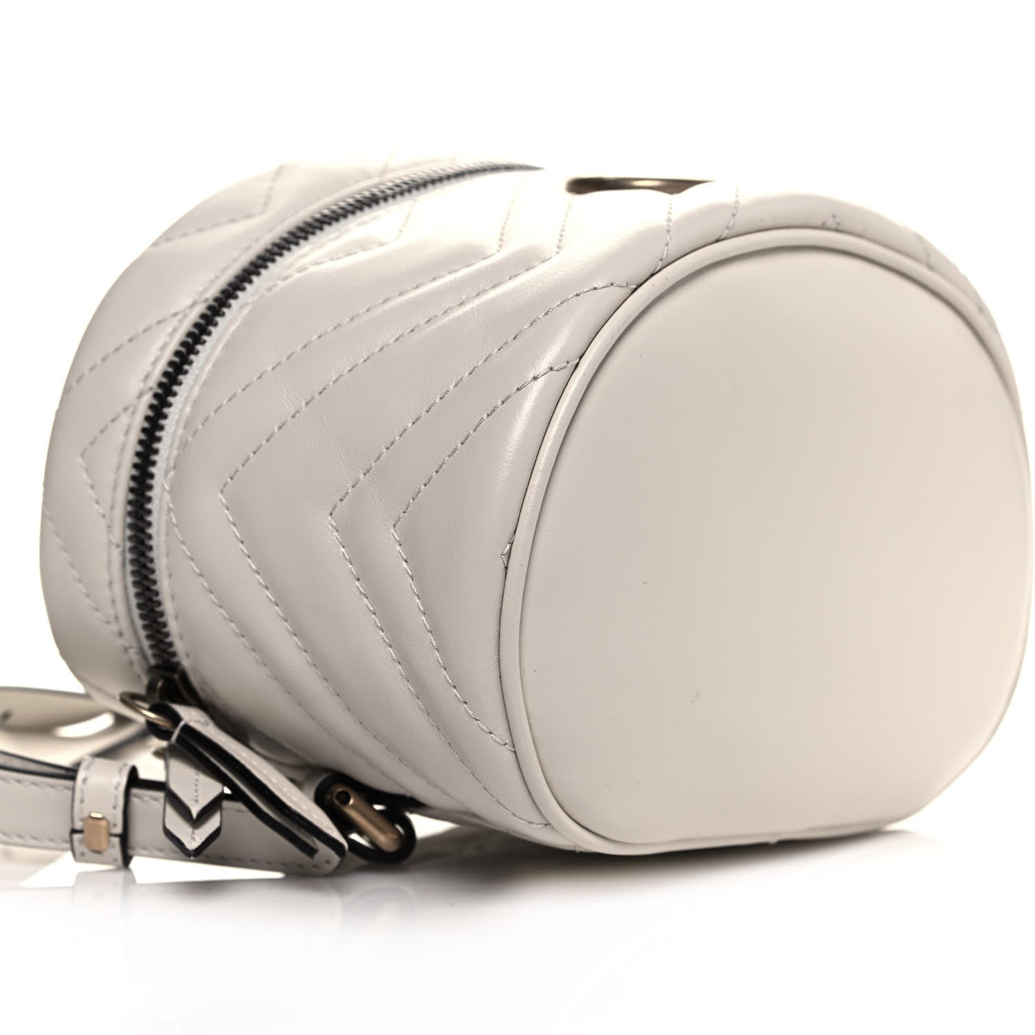 Gucci Calfskin Matelasse Mini GG Marmont Round Backpack White 7 of 8