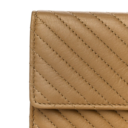 Chanel Aged Calfskin Chevron Quilted Flap Card Holder Beige 16 of 16