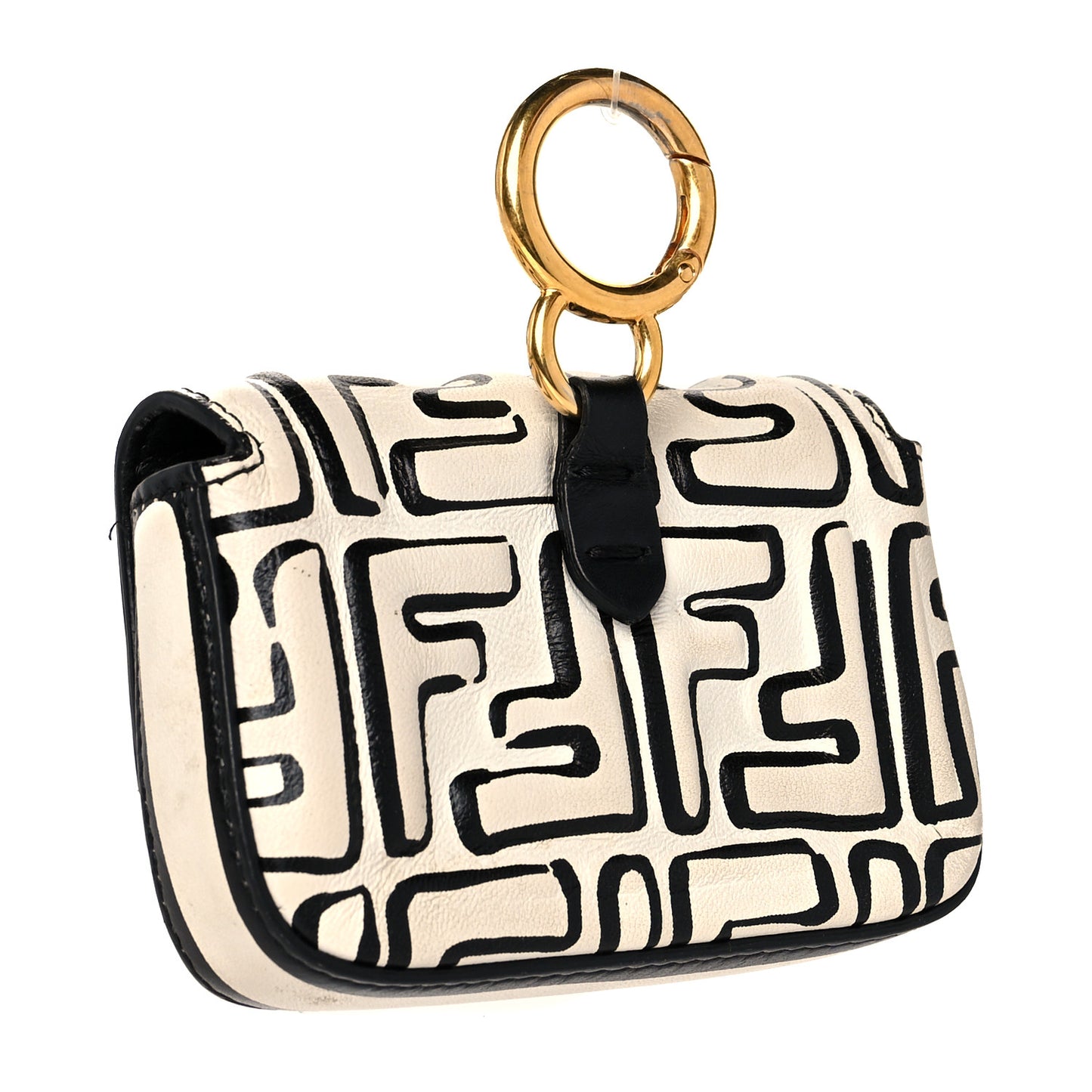 X JOSHUA VIDES Nappa Vitello King FF Embossed Nano Baguette Charm White Black
