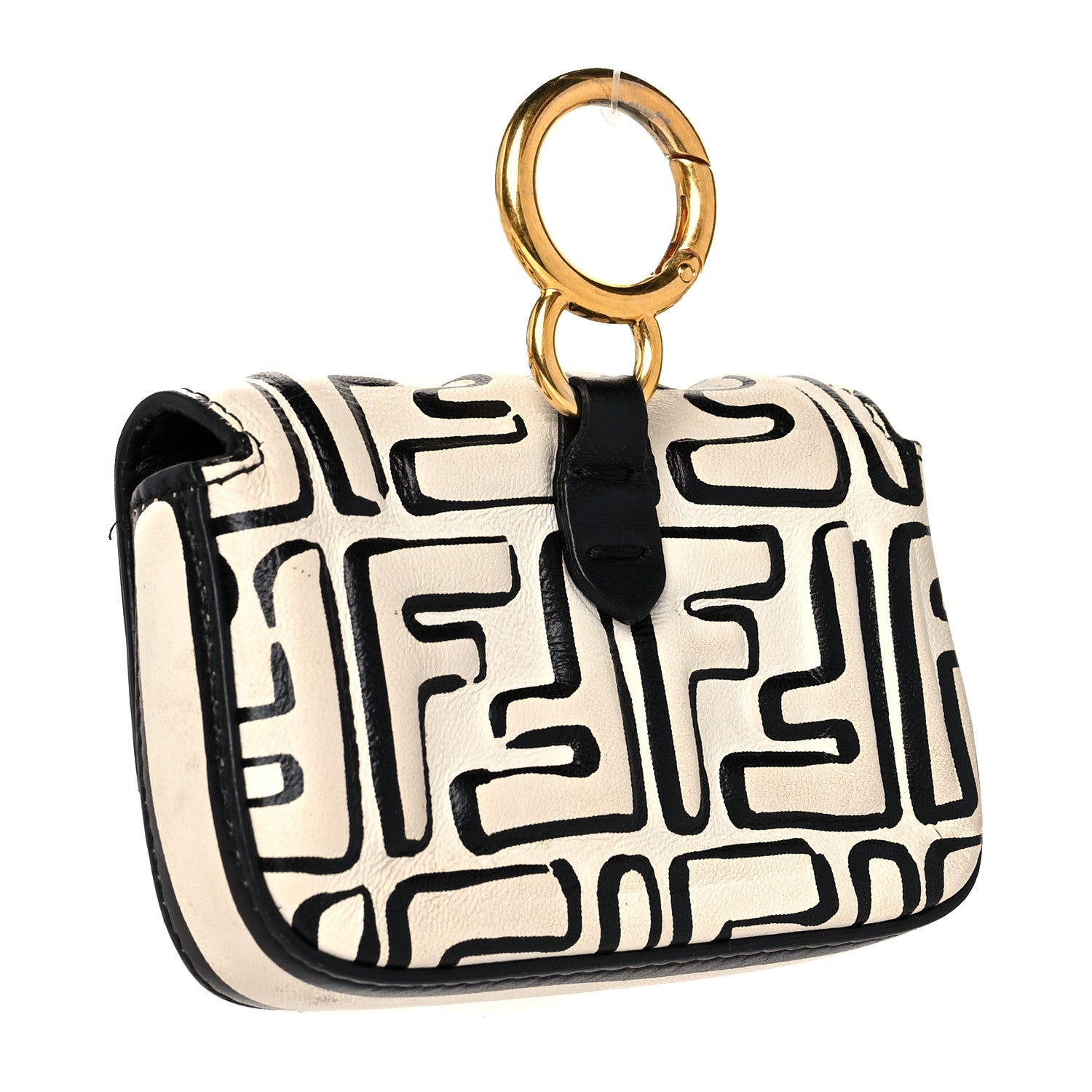 Fendi X JOSHUA VIDES Nappa Vitello King FF Embossed Nano Baguette Charm White Black 2 of 10