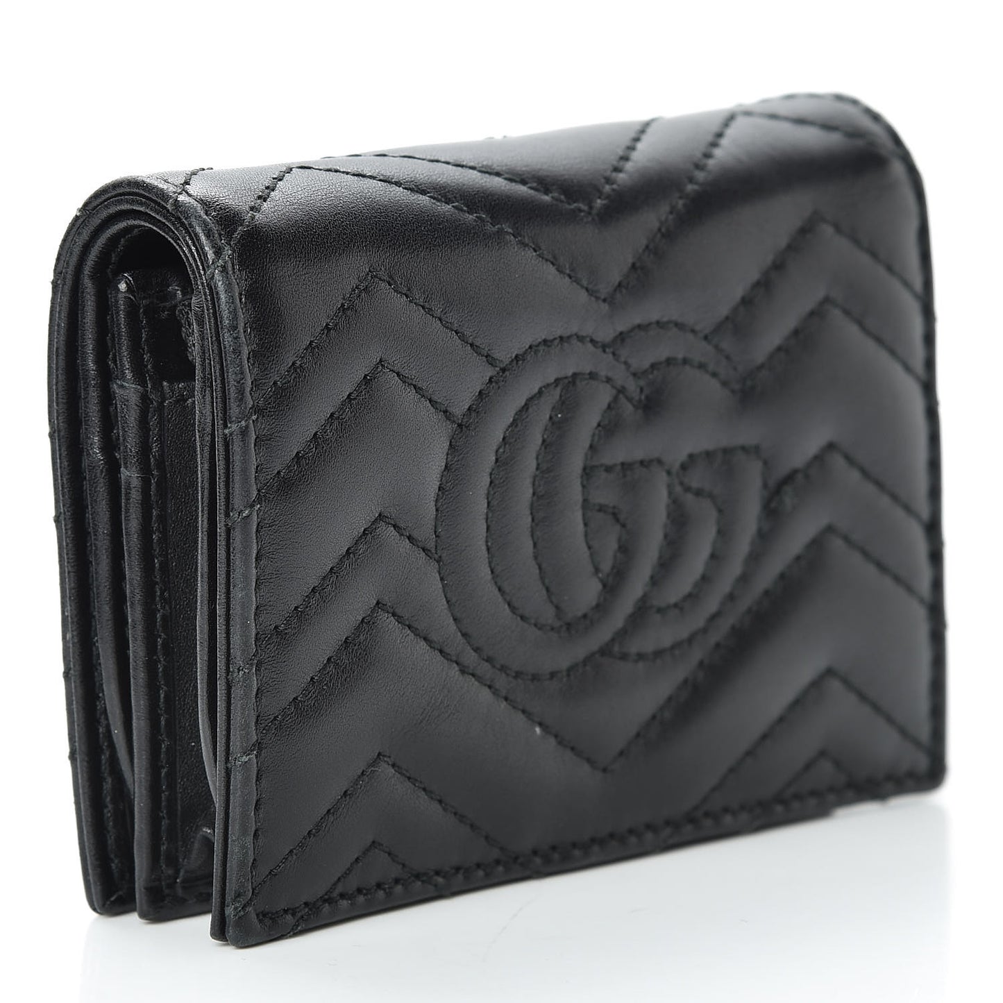 Calfskin Matelasse GG Marmont Card Case Wallet Black