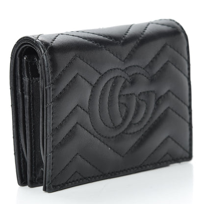 Gucci Calfskin Matelasse GG Marmont Card Case Wallet Black 3 of 11