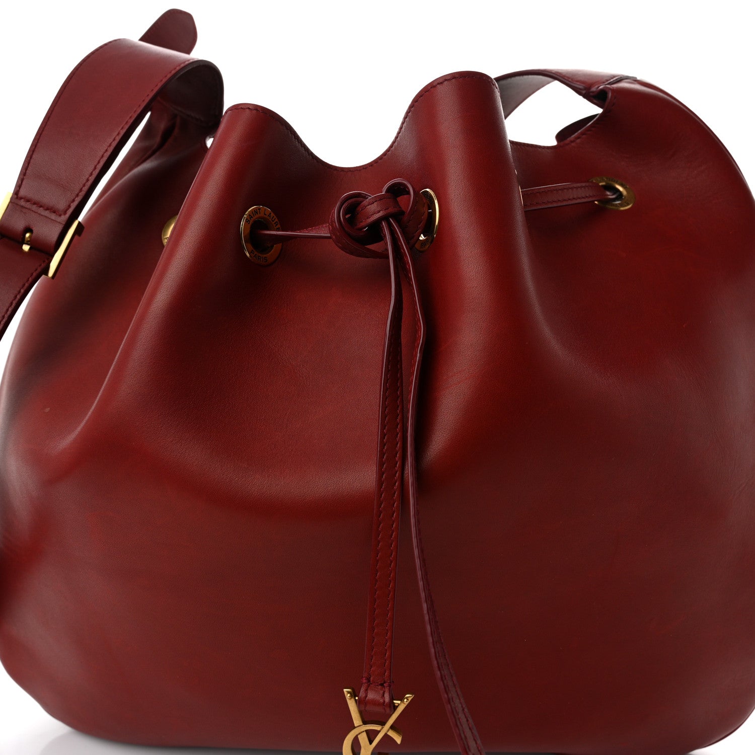 Saint Laurent Smooth Calfskin Paris VII Large Flat Hobo Red 8 of 12