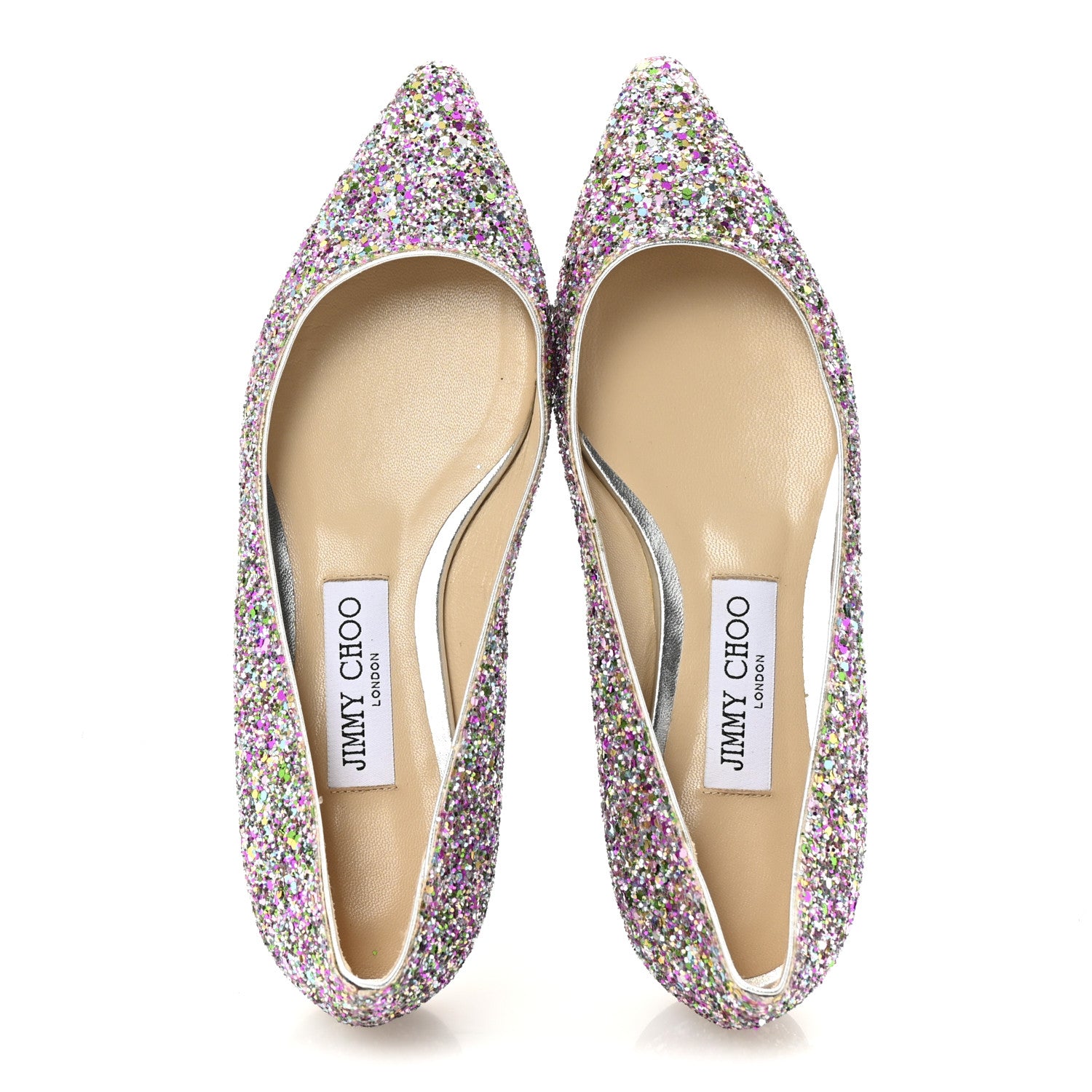 Jimmy Choo Glitter Romy Flats 36.5 Silver Multicolor 1749239