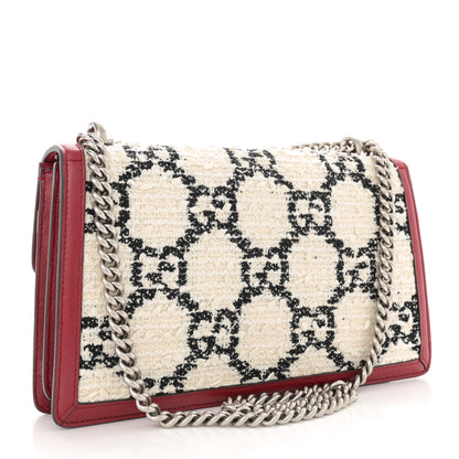 Gucci Tweed GG Monogram Small Dionysus Shoulder Bag White Black Romantic Cherry 3 of 13