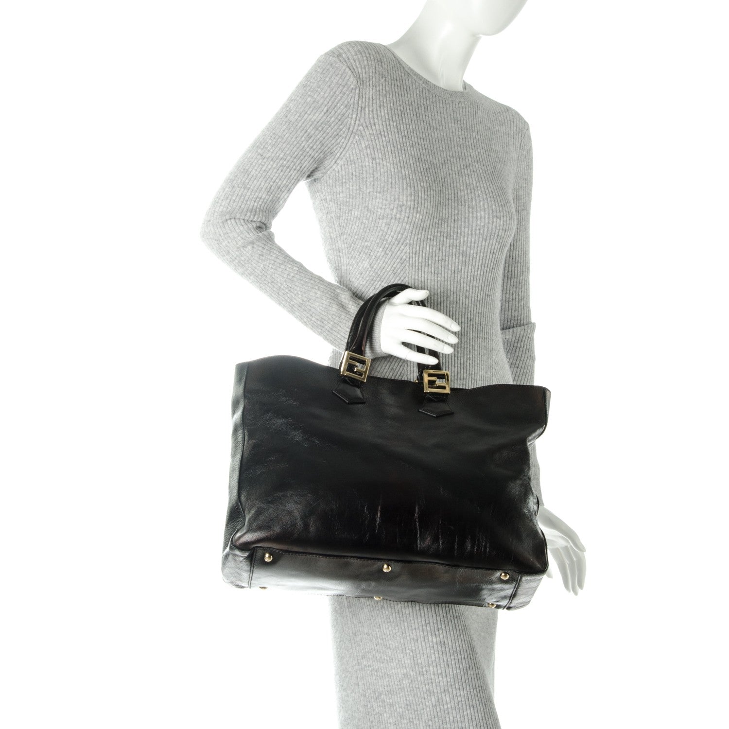 Fendi Vitello Acqua Large Twins Tote Black 2 of 8