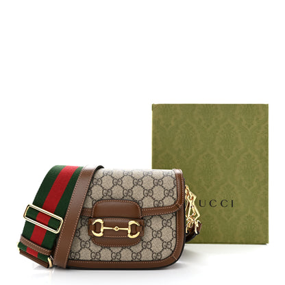 Gucci GG Supreme Monogram Azalea Calfskin Web Mini Horsebit 1955 Shoulder Bag Beige Ebony Brown Sugar 11 of 11
