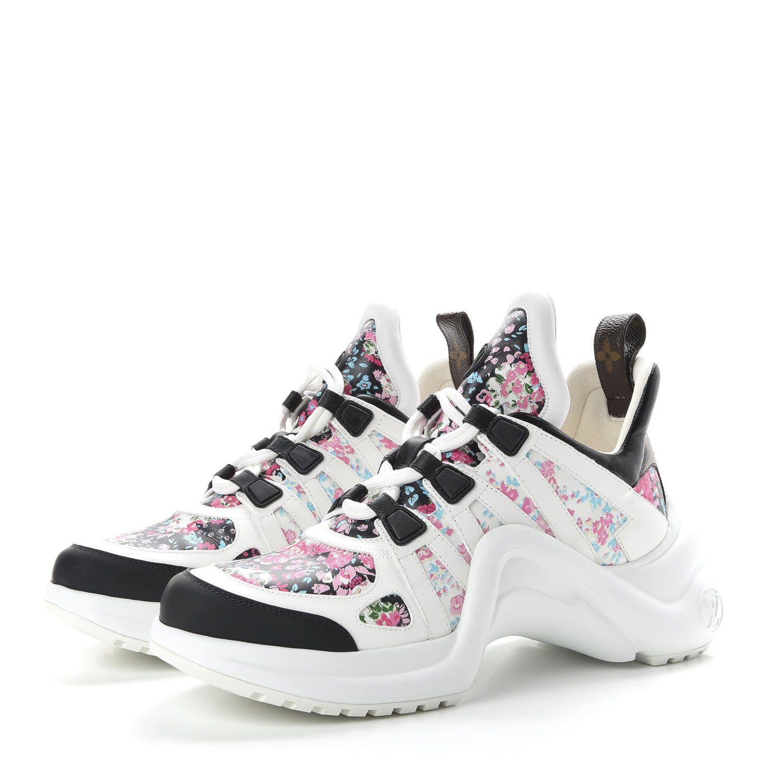 Louis Vuitton Flower Printed Calfskin Monogram LV Archlight Sneakers 39 Black Rose 3 of 9