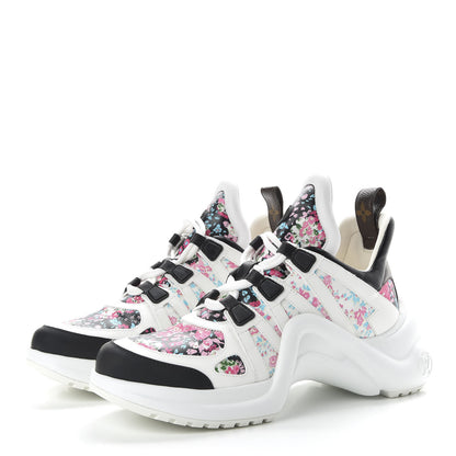 Louis Vuitton Flower Printed Calfskin Monogram LV Archlight Sneakers 39 Black Rose 3 of 9