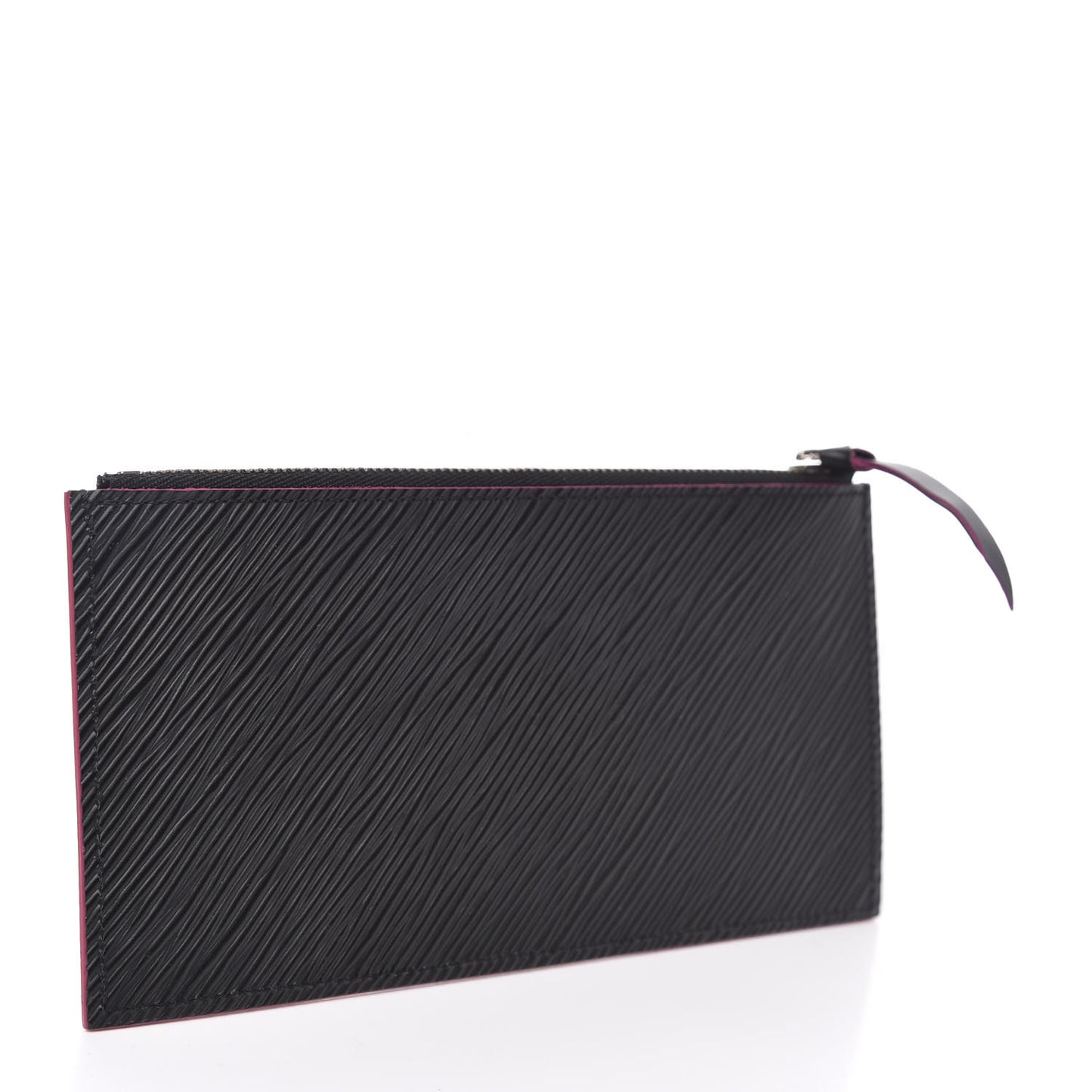 Epi Felicie Chain Wallet Zippered Insert Black Hot Pink