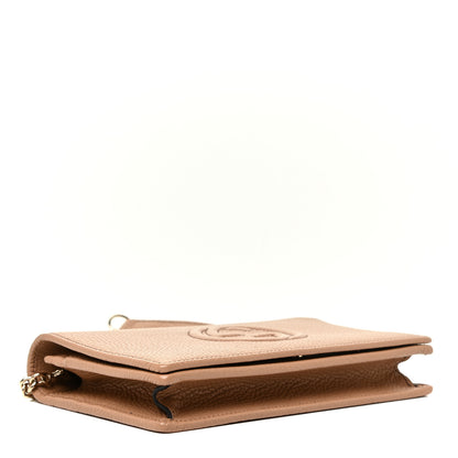 Gucci Pebbled Calfskin Soho Wallet on Chain Camelia 4 of 10