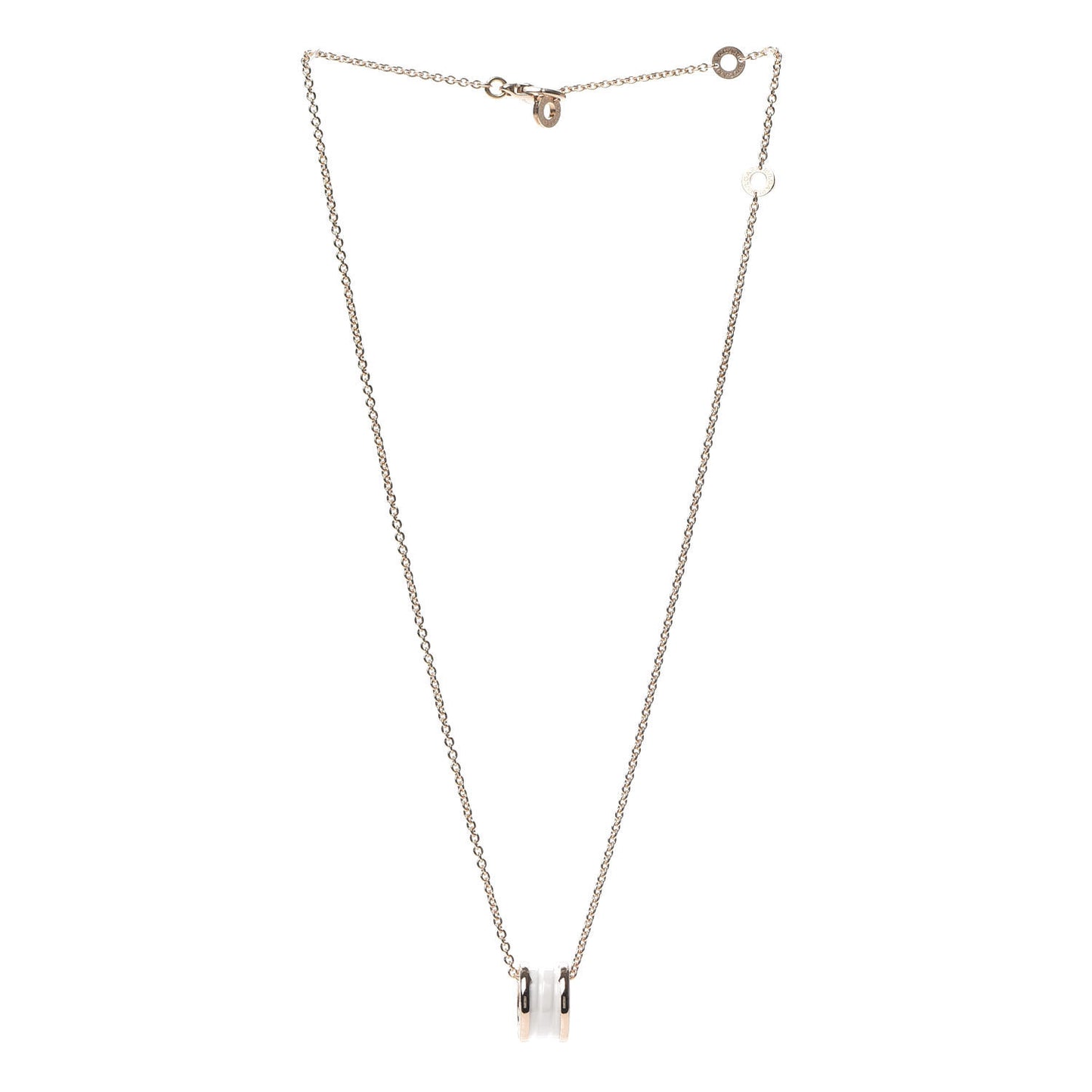 18K Rose Gold White Ceramic B.Zero1 Pendant Necklace
