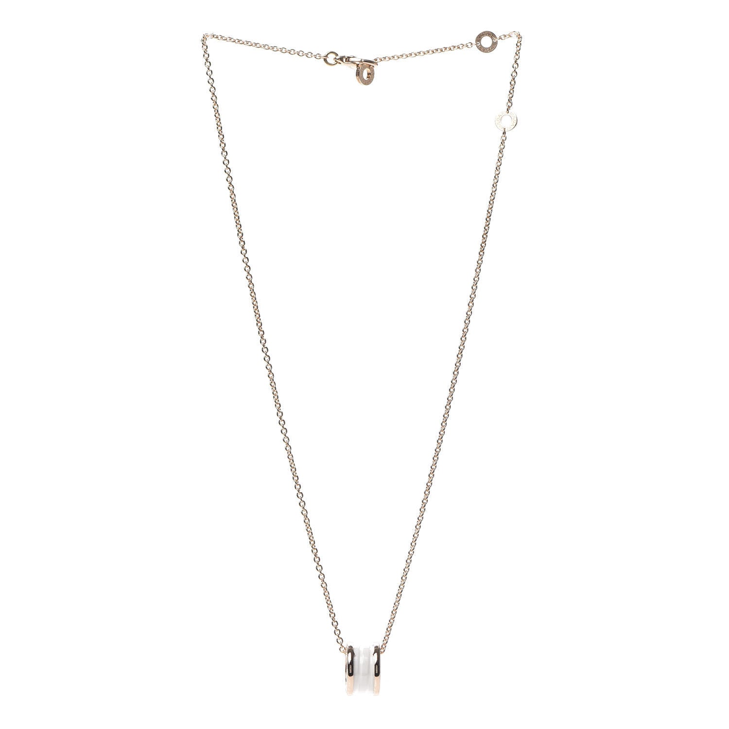 Bulgari 18K Rose Gold White Ceramic B.Zero1 Pendant Necklace 3 of 8