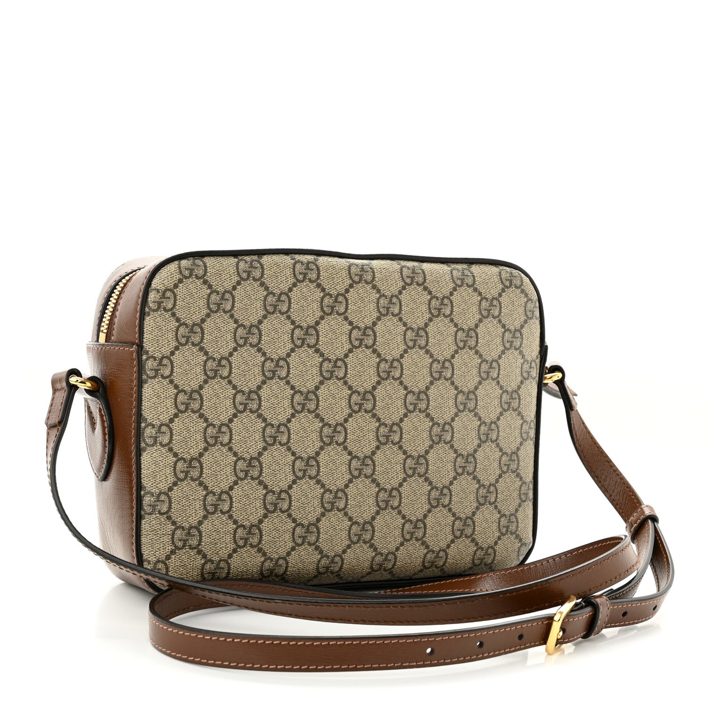 GG Supreme Monogram Small Horsebit 1955 Shoulder Bag Beige Brown Sugar