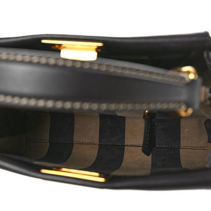 Fendi Vitello Seta Nabuk Pequin Mini Peekaboo Iconic Satchel Ebano Tobacco Moro 5 of 9
