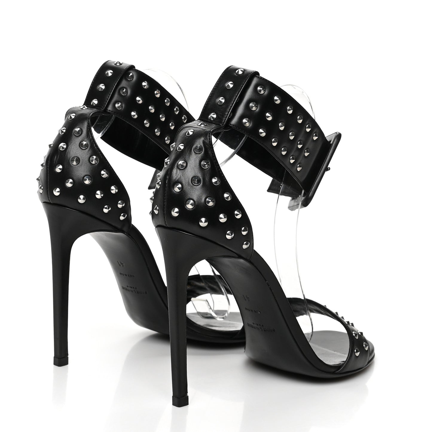 Calfskin Studded Jane 105 Ankle Strap Sandals 41 Black