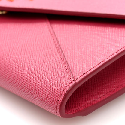 Prada Saffiano Triangle Mini Crossbody Bag Peonia 9 of 9