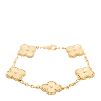 Van Cleef & Arpels 18K Yellow Gold 5 Motifs Guilloche Vintage Alhambra Bracelet 1 of 5