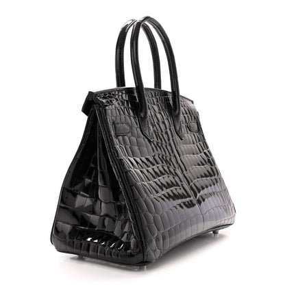 Hermes Shiny Niloticus Crocodile Birkin 30 Black 3 of 13