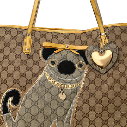 Gucci GG Monogram Patent Oliver Pug Tote Yellow Beige 8 of 21