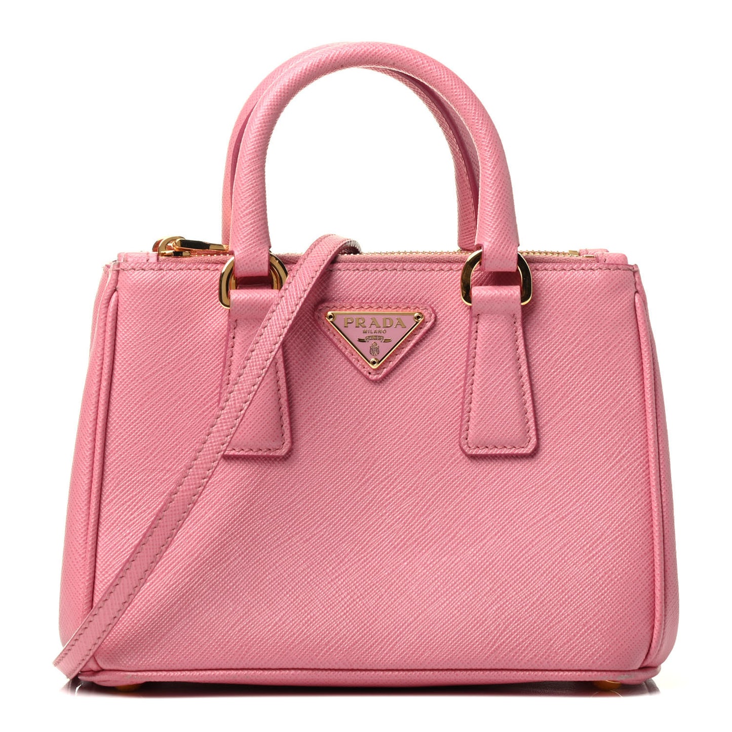 Saffiano Lux Micro Galleria Double Zip Tote Petalo