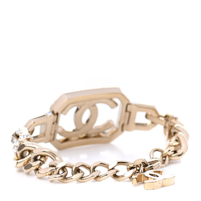 Chanel Crystal Pearl CC Vendome Bracelet Gold Pearly White 3 of 4