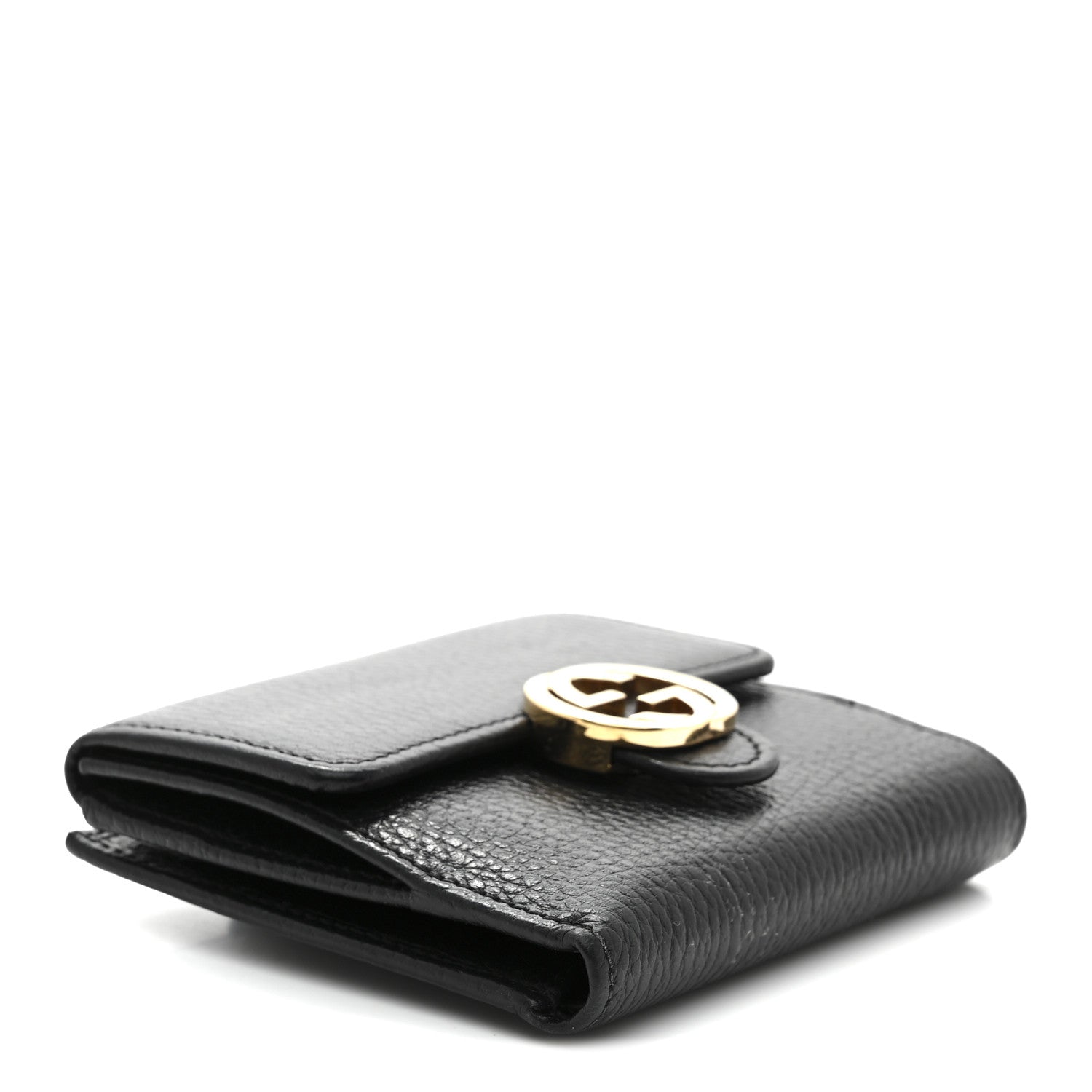 Gucci Dollar Calfskin Interlocking G French Wallet Black 4 of 7