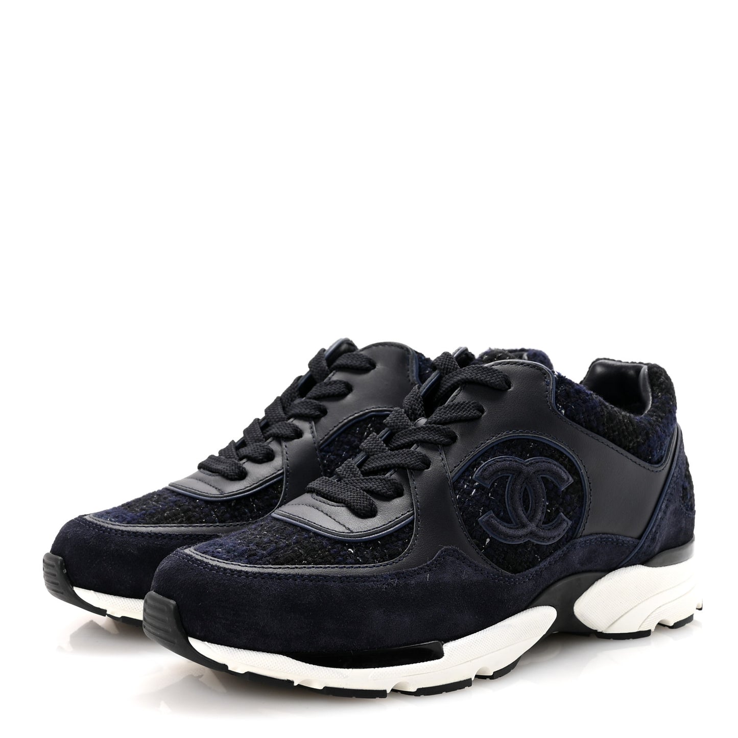 Tweed Suede Womens CC Sneakers 38 Black Blue