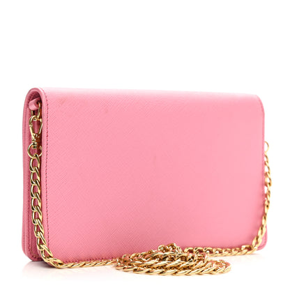 Prada Saffiano Lux Monocrome Chain Wallet Petalo 3 of 9