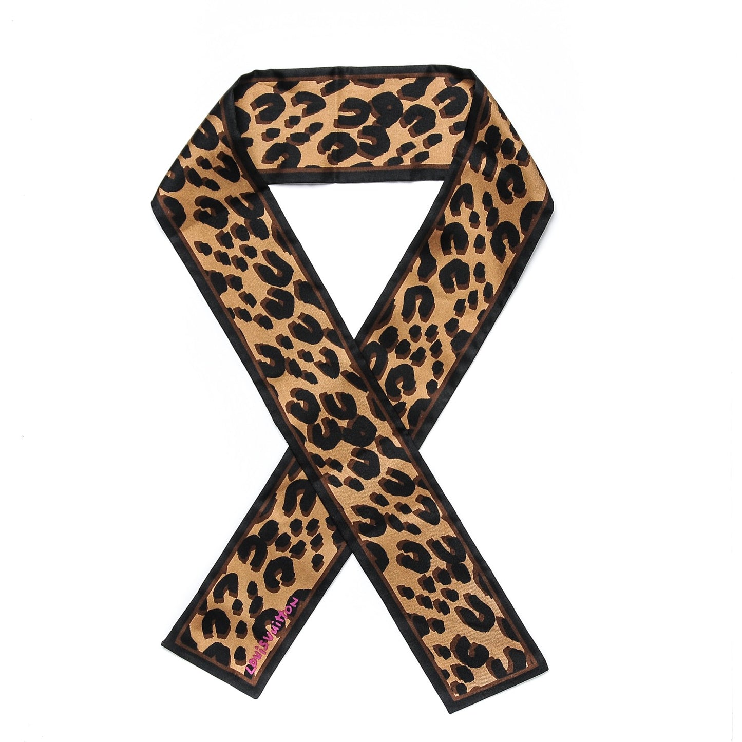 Silk Leopard Bandeau Scarf Marron