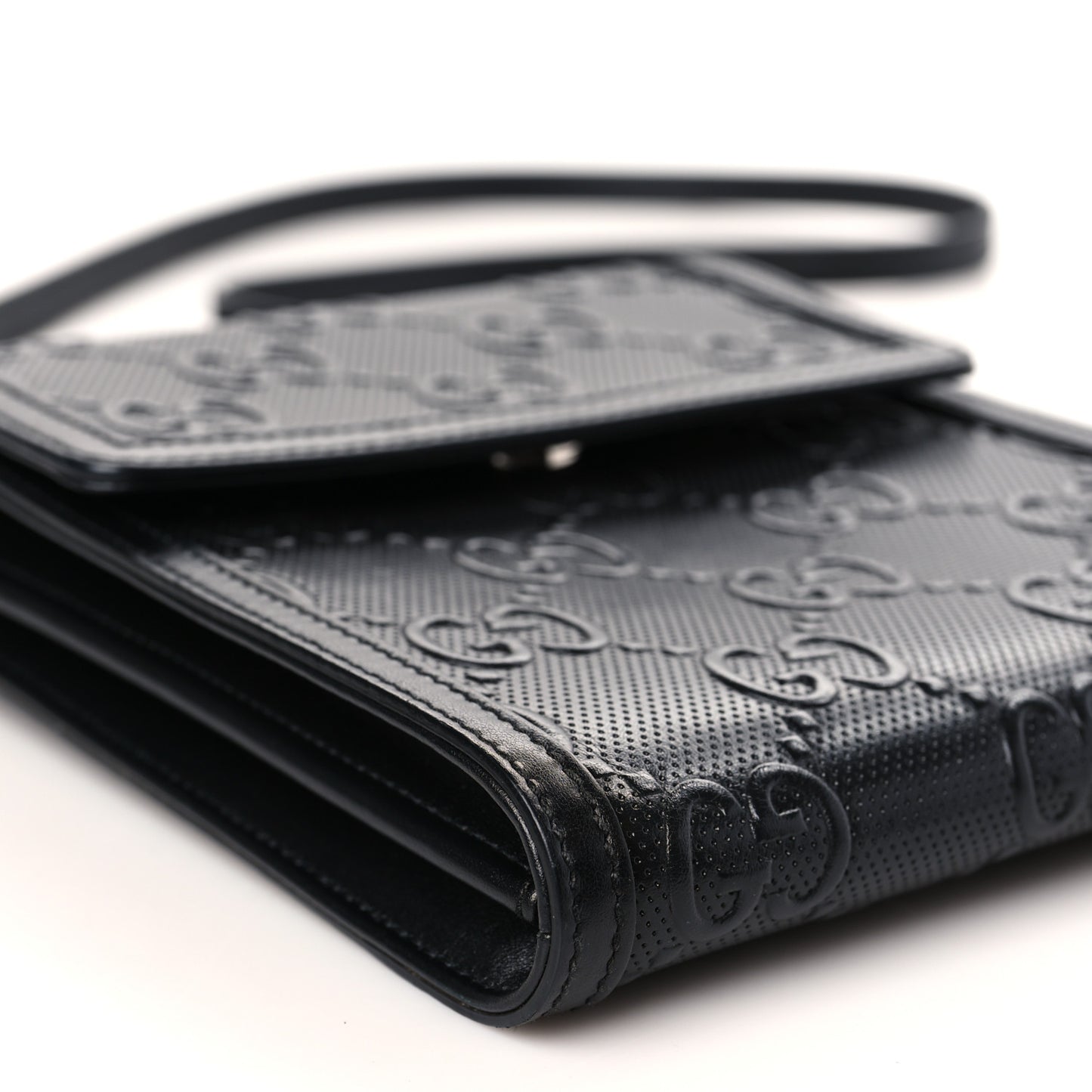 Calfskin GG Tennis Embossed Messenger Bag Black