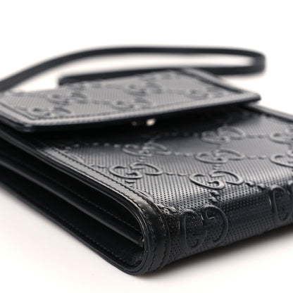 Gucci Calfskin GG Tennis Embossed Messenger Bag Black 8 of 9