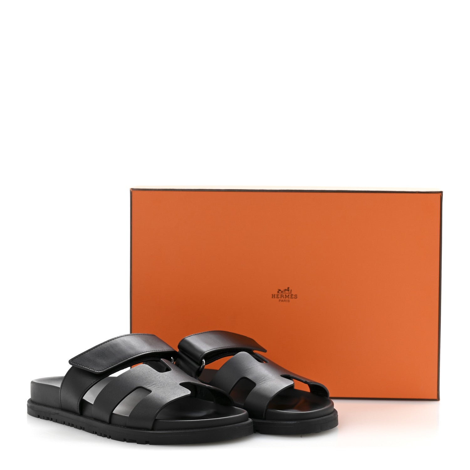Hermes Calfskin Womens Chypre Sandals 35.5 Black 10 of 10