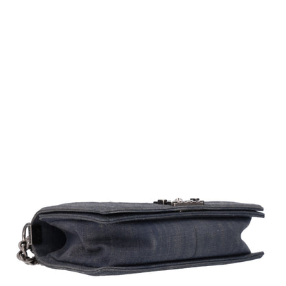 Chanel Denim Quilted Embossed Medium Boy Flap Blue 4 of 10