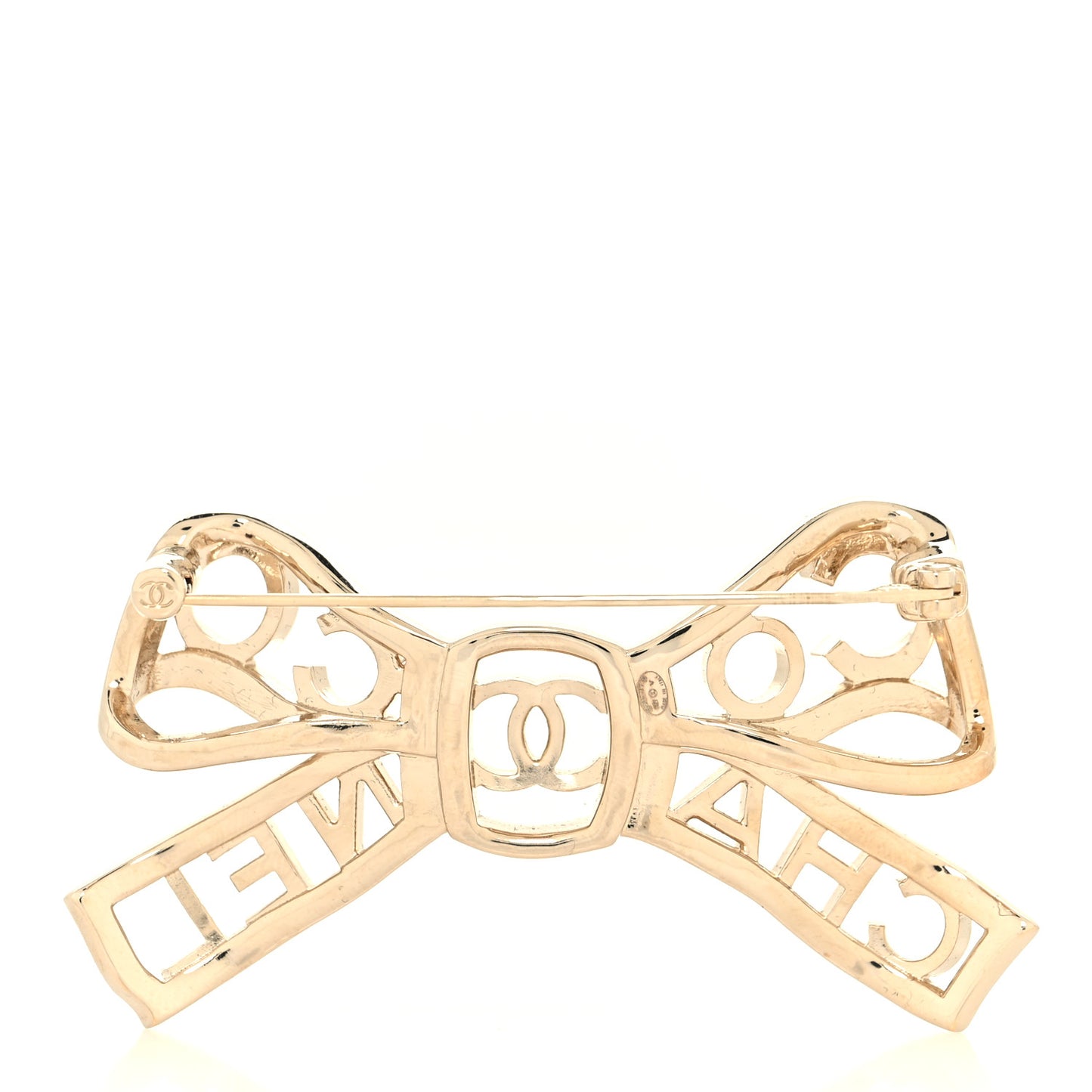 Metal Crystal Bow-tiful CC Brooch Gold