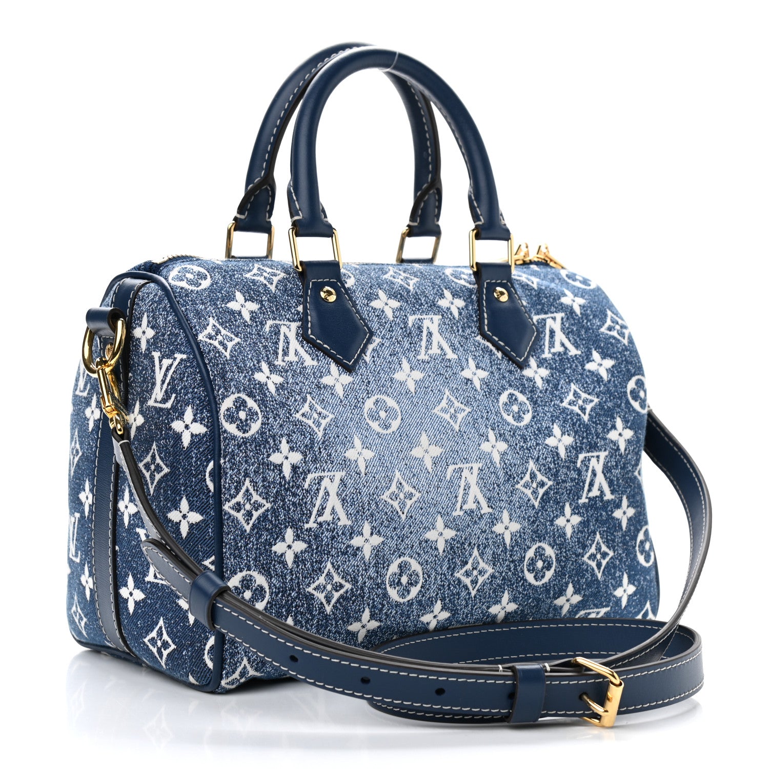 Louis Vuitton Monogram Jacquard Denim Speedy Bandouliere 25 Bleu 3 of 8