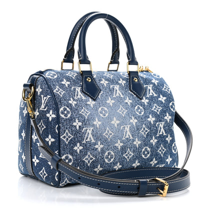 Louis Vuitton Monogram Jacquard Denim Speedy Bandouliere 25 Bleu 3 of 8