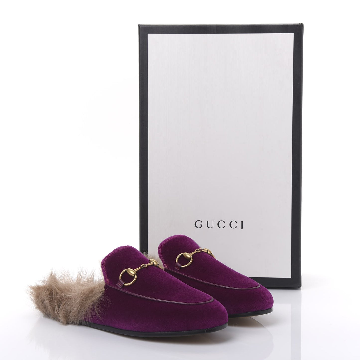 Velvet Fur Womens Princetown Slippers 35 Fucsia Violet Cyclamen Natural