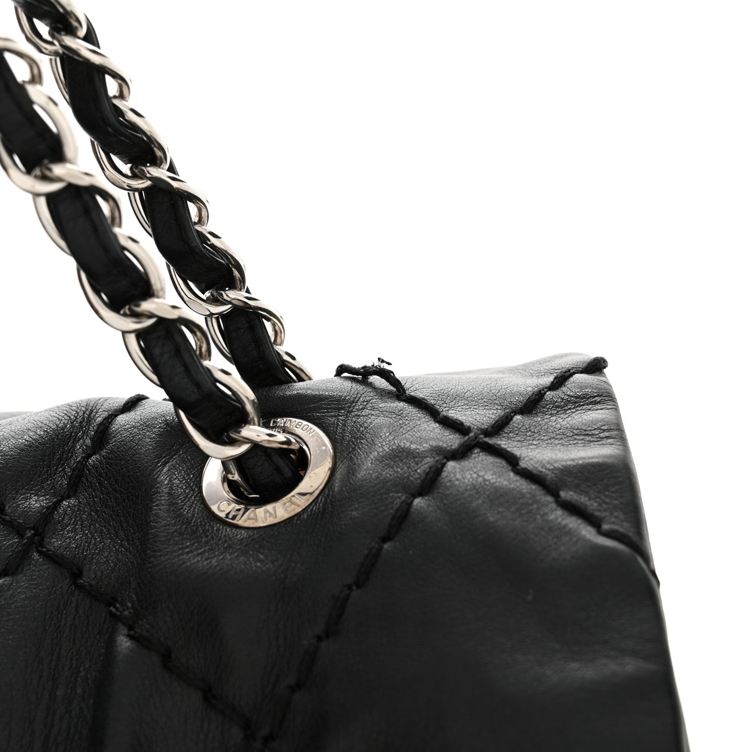 Chanel Calfskin Stitched Large Expandable Flap Bag Black 12 of 14