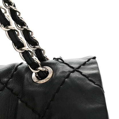 Chanel Calfskin Stitched Large Expandable Flap Bag Black 12 of 14