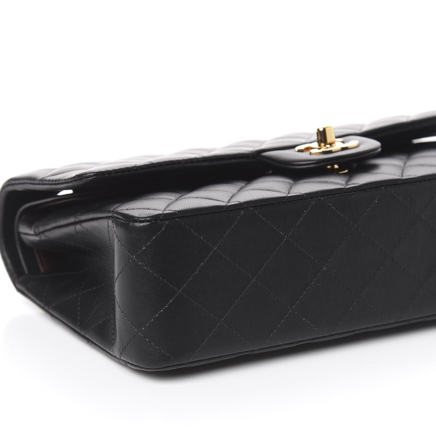 Lambskin Quilted Medium Double Flap Black