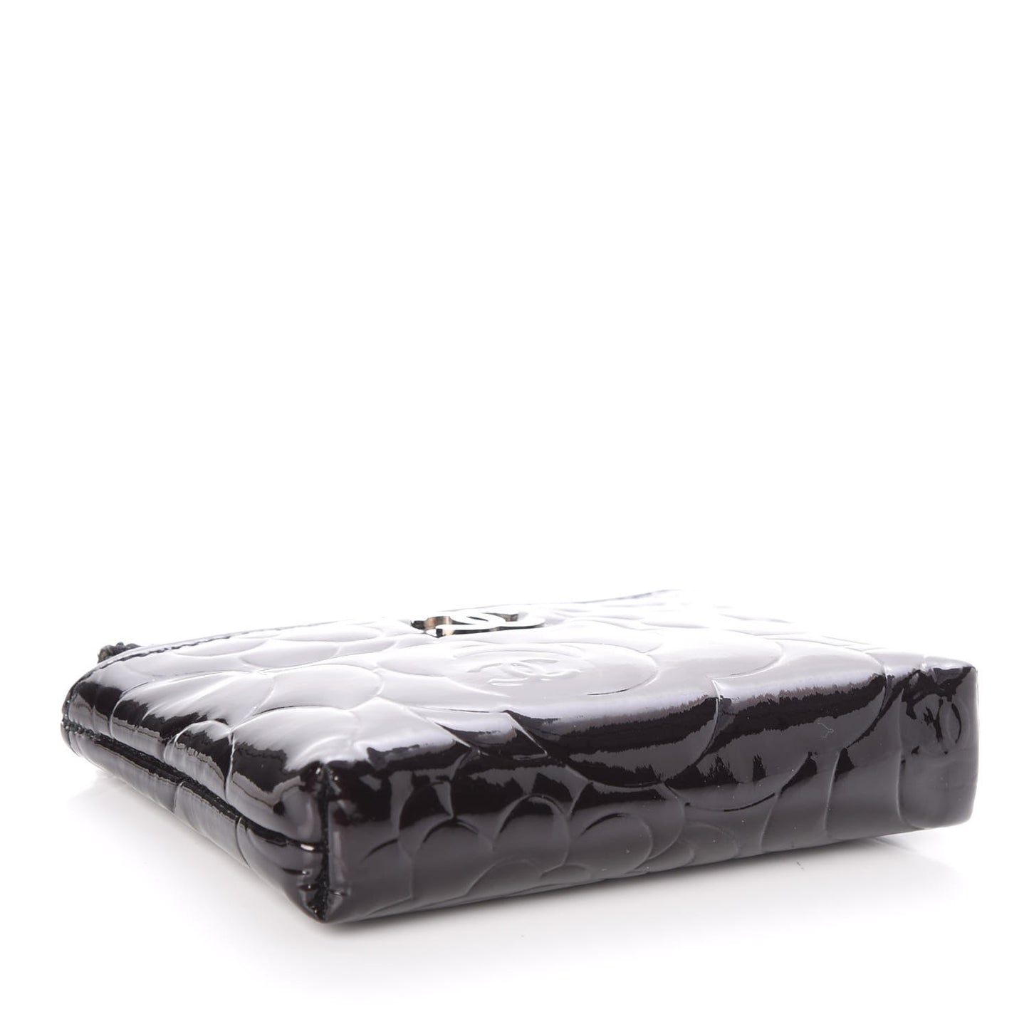 Patent Camellia Embossed Key Holder Case Black