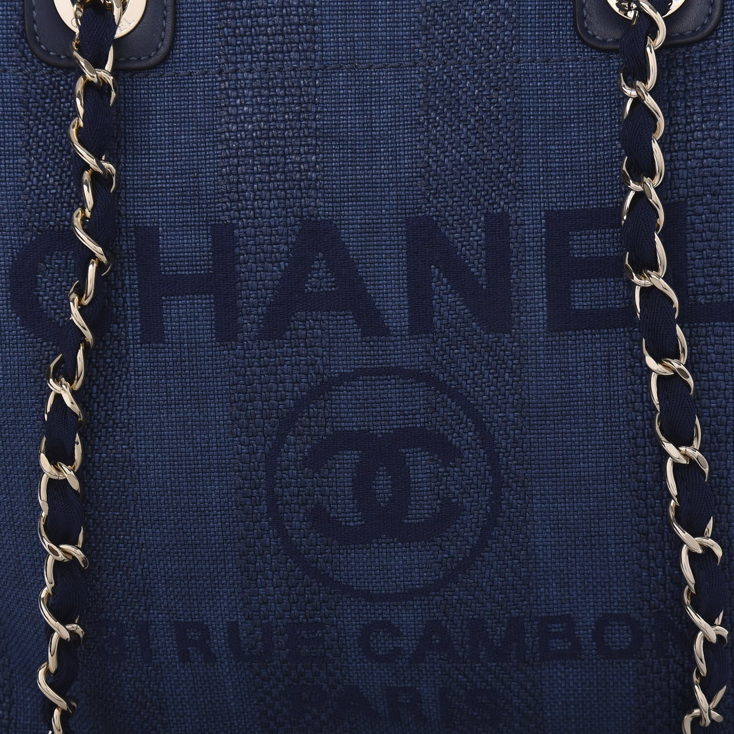 Chanel Mixed Fibers Striped Medium Deauville Tote Navy Blue 10 of 10