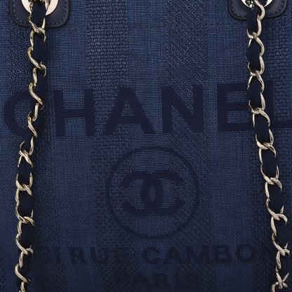 Chanel Mixed Fibers Striped Medium Deauville Tote Navy Blue 10 of 10