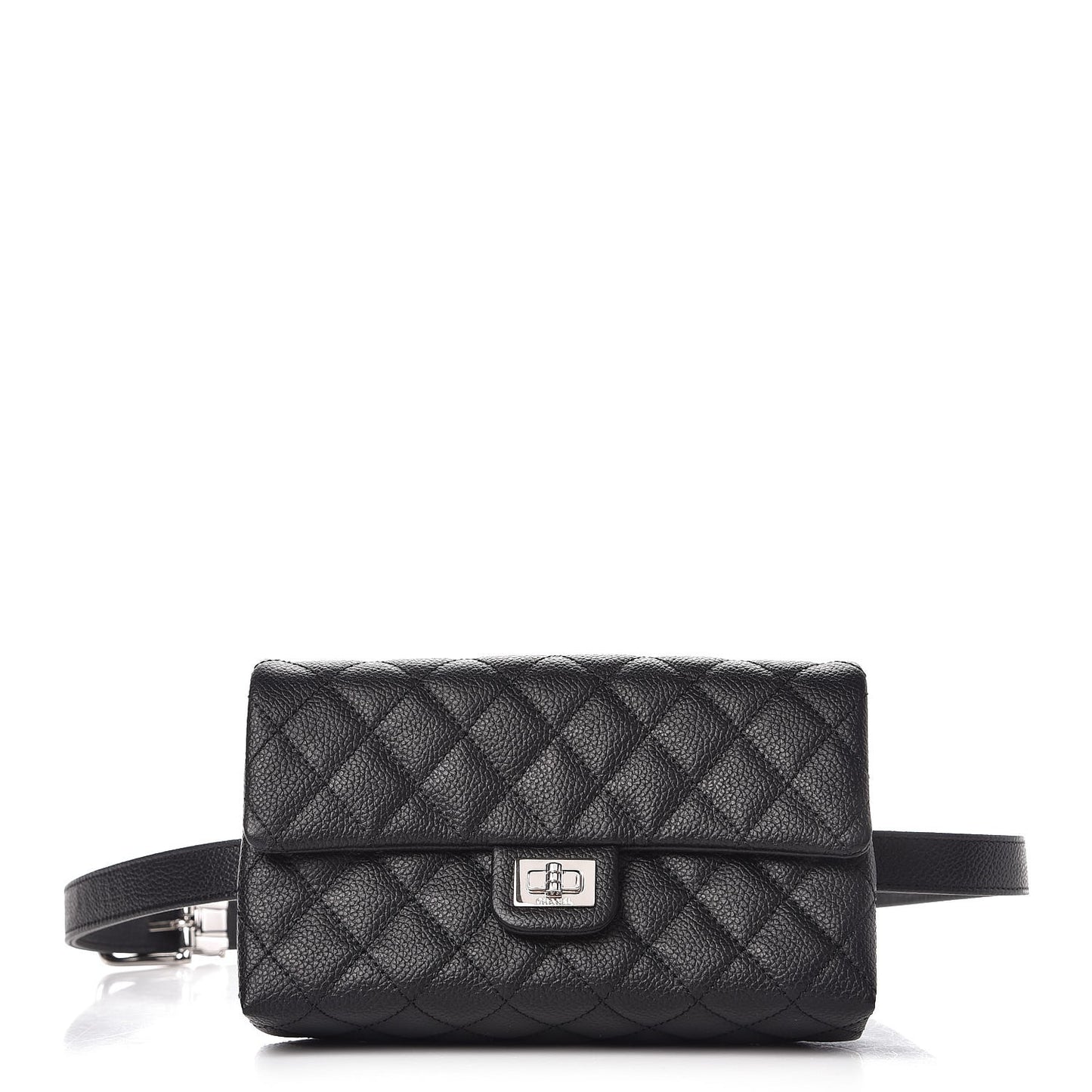 Grained Calfskin Quilted 2.55 Reissue Flap Belt Bag Clutch Black