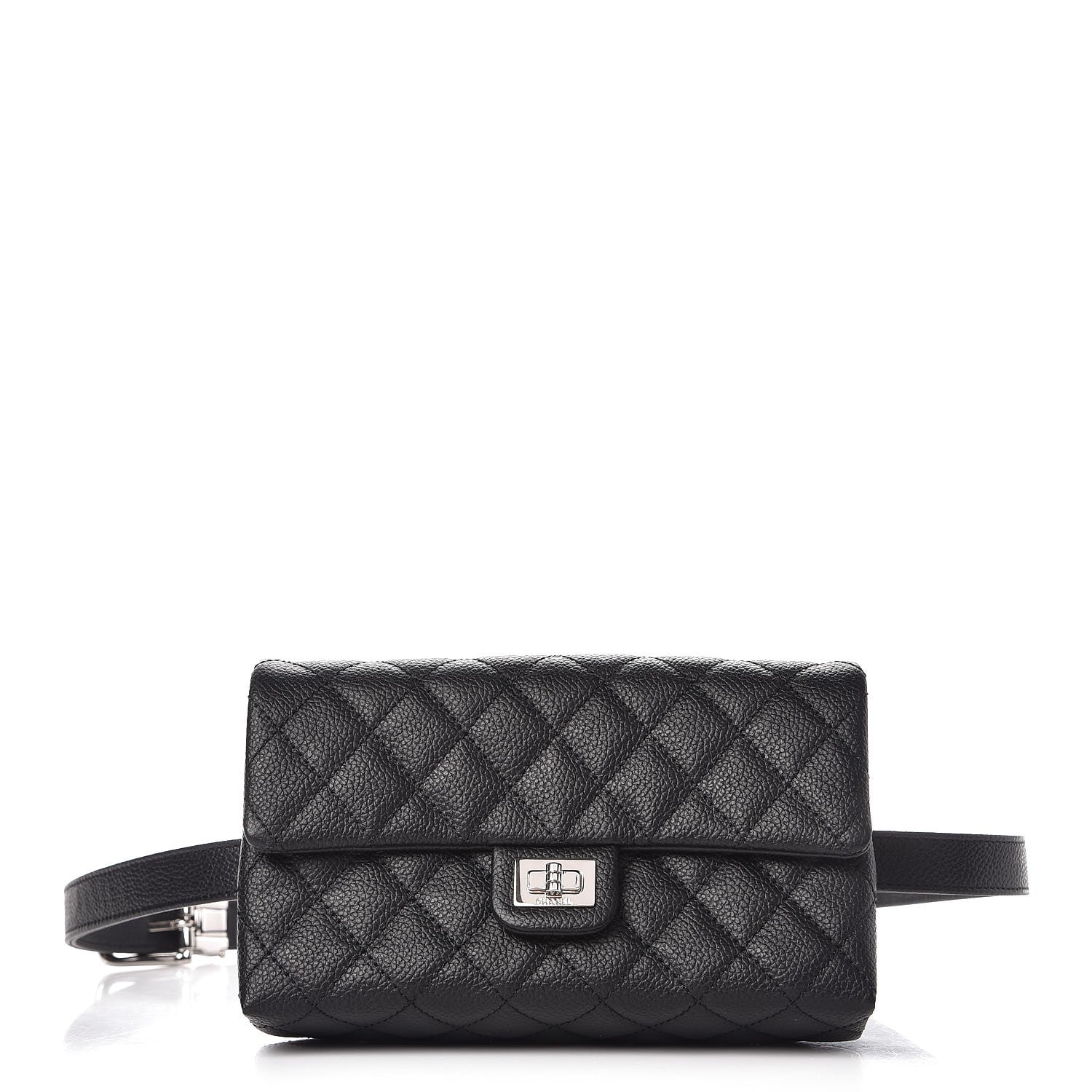 Chanel Grained Calfskin Quilted 2.55 Reissue Flap Belt Bag Clutch Black 1 of 8