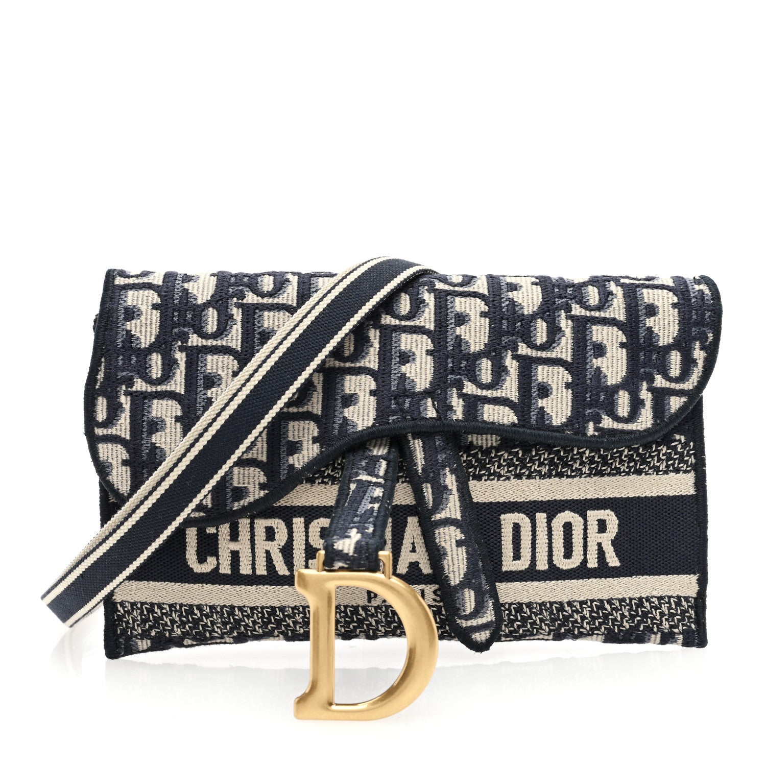 Christian Dior Oblique Slim Saddle Pouch Blue 1 of 10